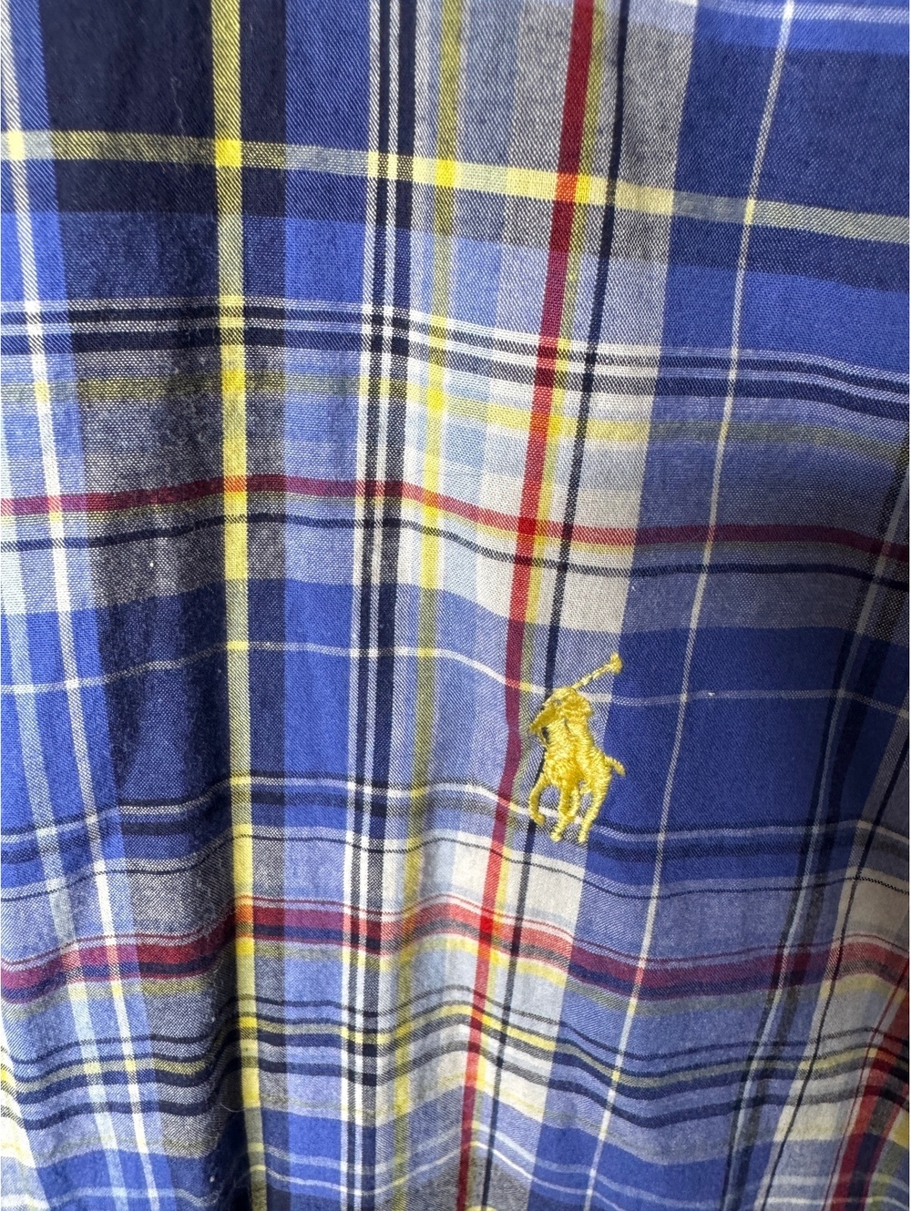 Ralph Lauren Mens XL Blake Shirt Blue Plaid Cotton Short Sleeve Button Down - Picture 3 of 6